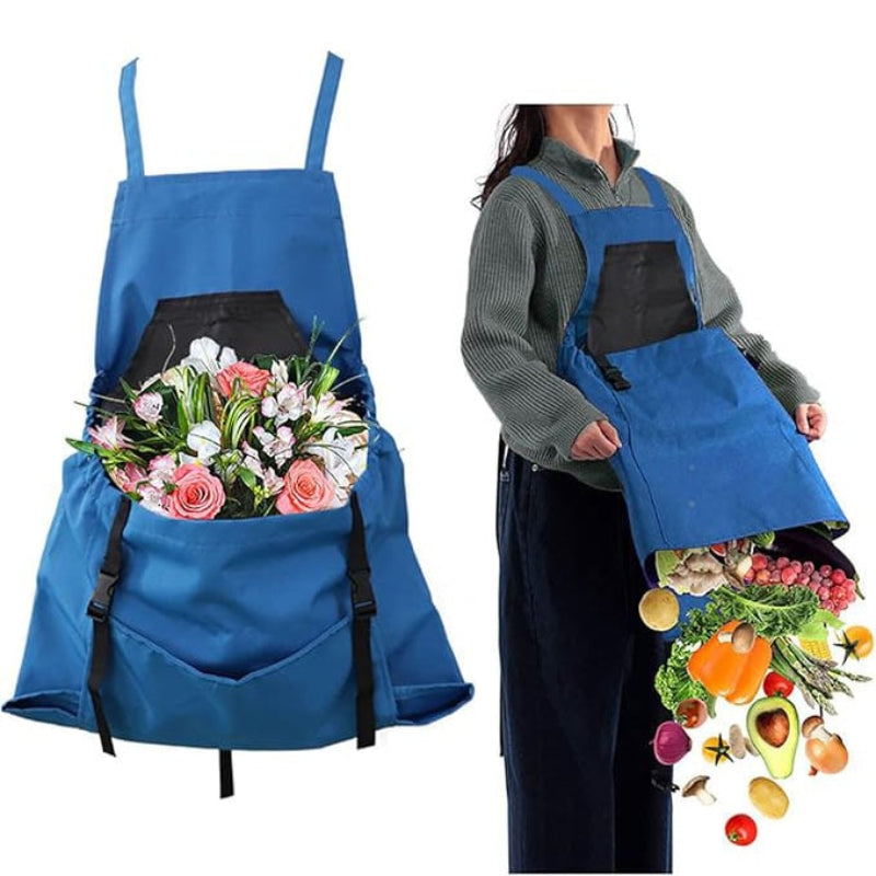 Practical gardening apron with large harvest pocket 