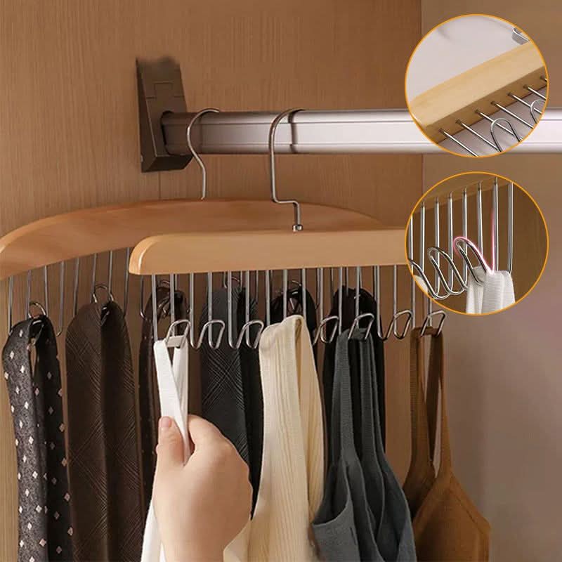 Wooden multi-hook hanger for elegant storage 