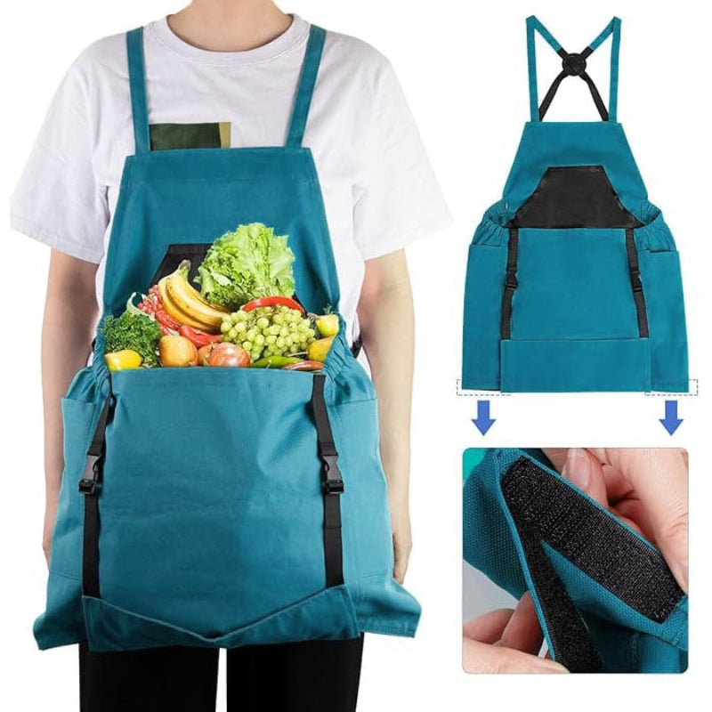 Practical gardening apron with large harvest pocket 