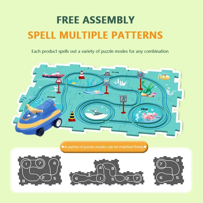 Educatieve circuitpuzzel met elektrische voertuigen 