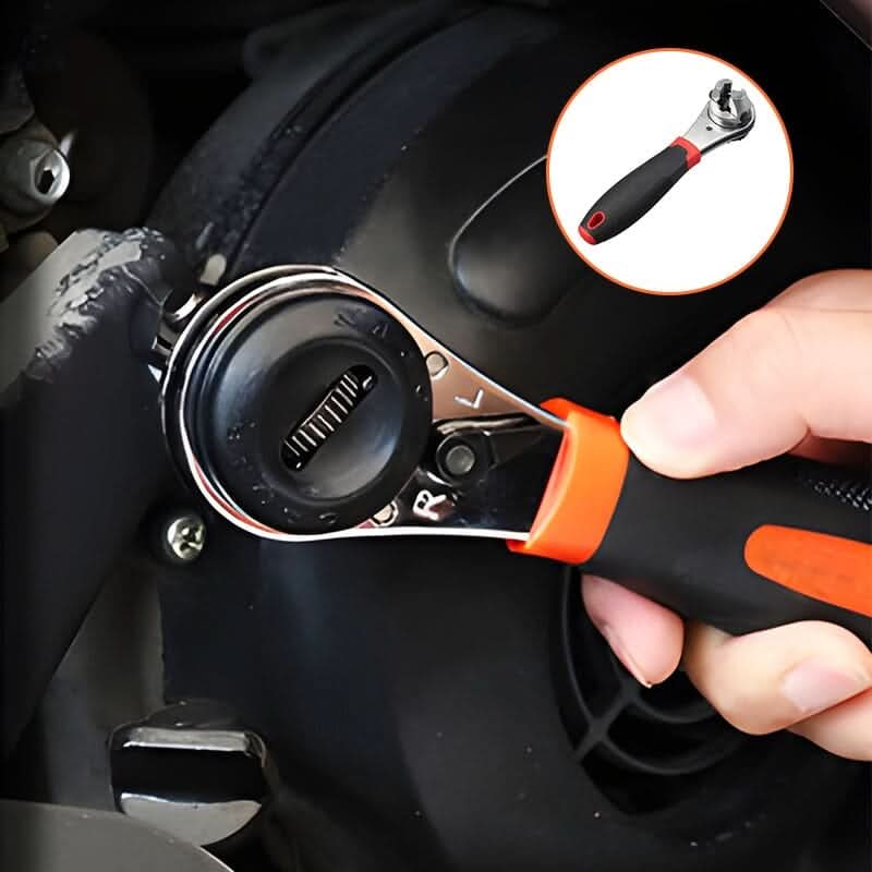 Llave de trinquete ajustable 360° para todos sus tornillos 