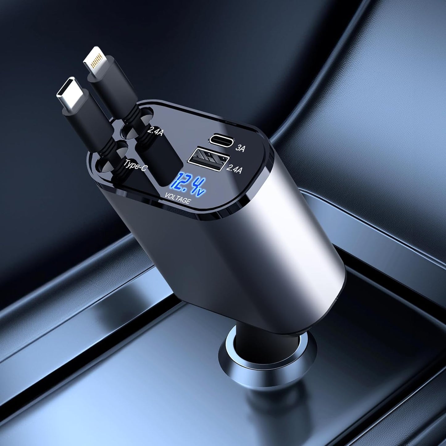 Chargeur voiture rapide avec double port USB intelligent 4-en-1