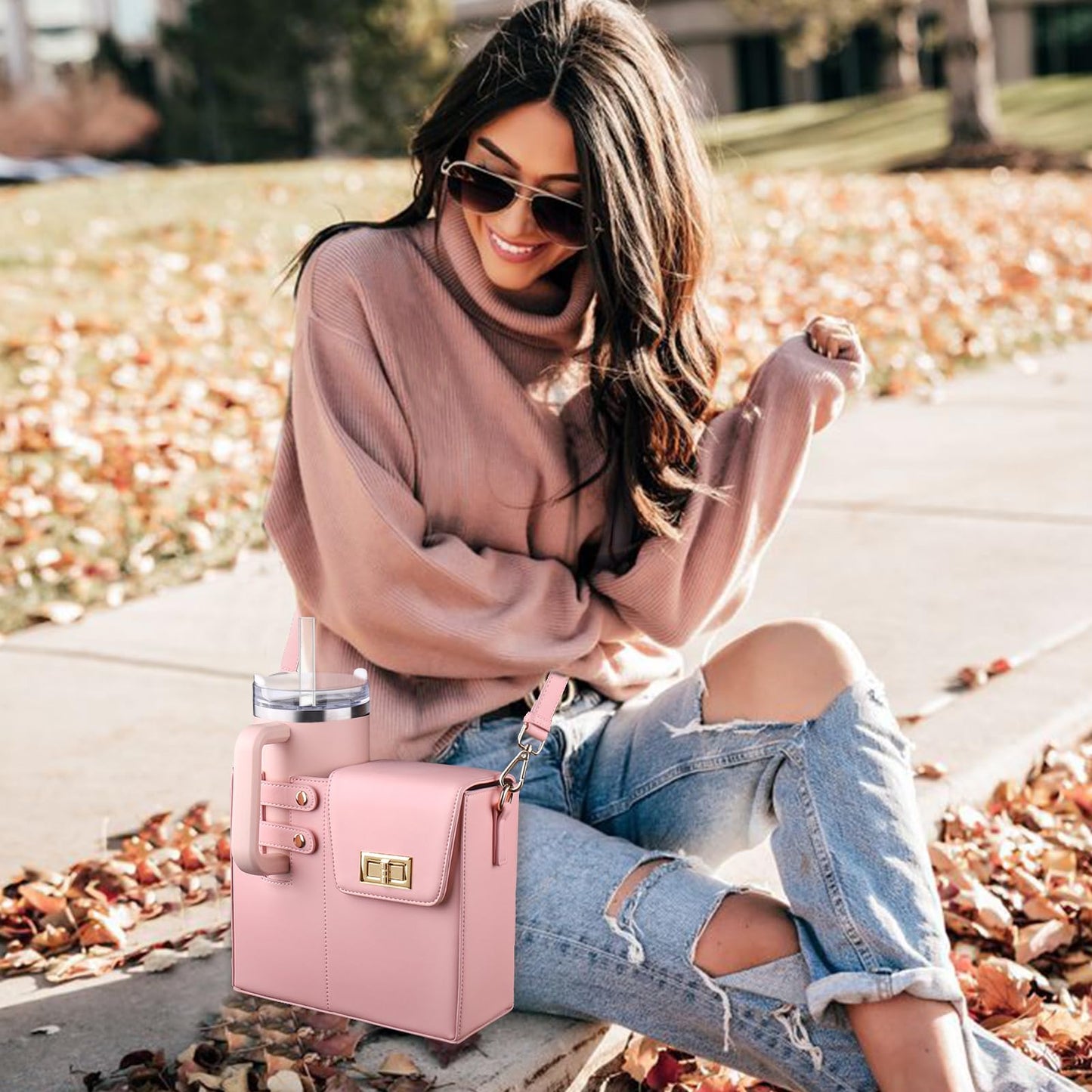 Sac chic avec porte-gobelet intégré pour femmes actives