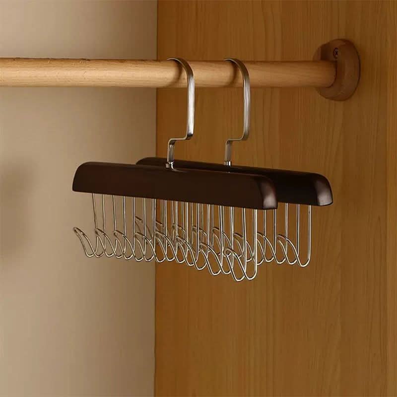 Wooden multi-hook hanger for elegant storage 