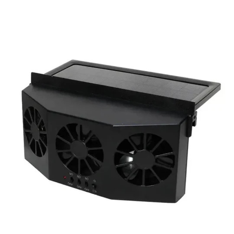 Napelemes autós ventilátor USB-töltéssel — Fekete, fotó 12