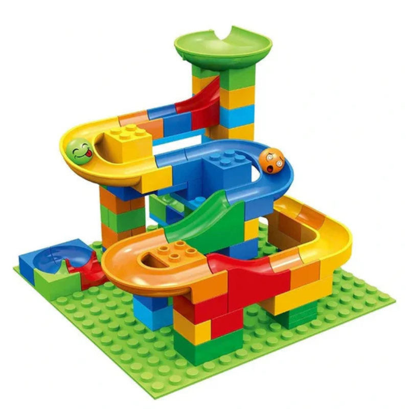 Bouwset met modulair knikkerbaan-circuit 