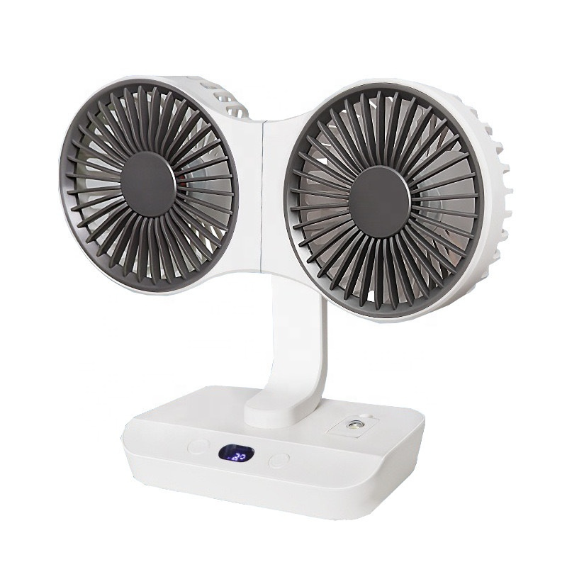 Nabíjateľný a nastaviteľný ventilátor s dvoma hlavami 