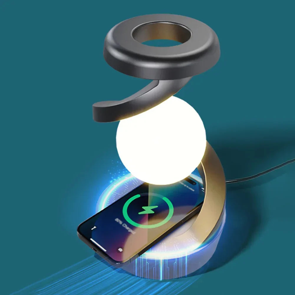 ワイヤレス充電器付きデザインLEDランプ 